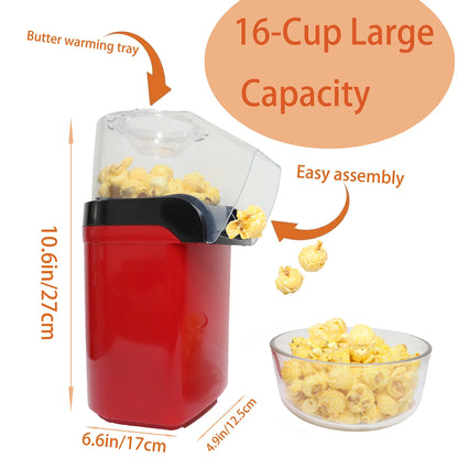 Hot Air Popcorn Machine, No Oil Popcorn Maker, 95% Popping Rate