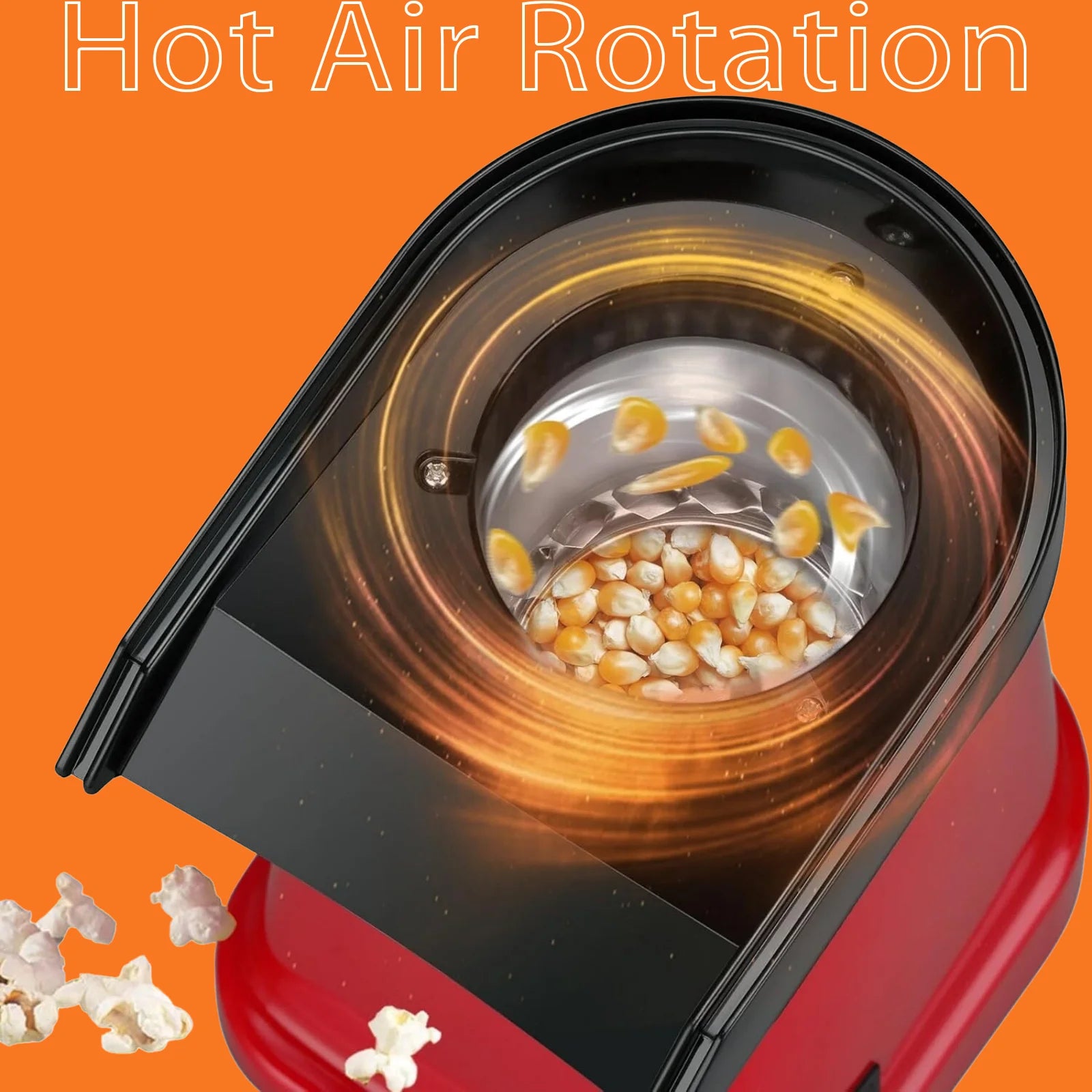 Hot Air Popcorn Machine, No Oil Popcorn Maker, 95% Popping Rate